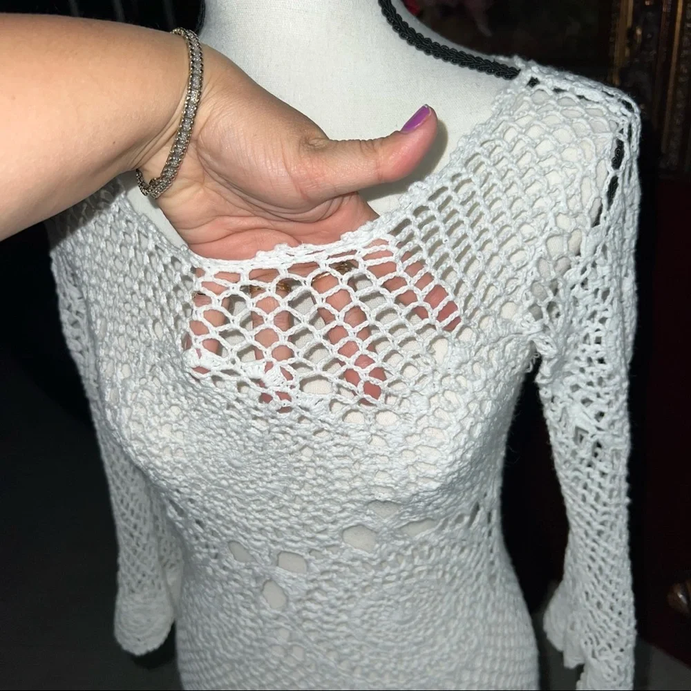 🌸💐💐 White Coverup for summer , long sleeve. Size( L) - Picture 4 of 6